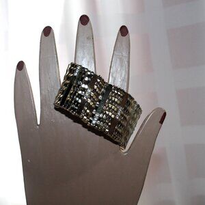 Gold-Tone Stretch Bracelet with Rhinestones